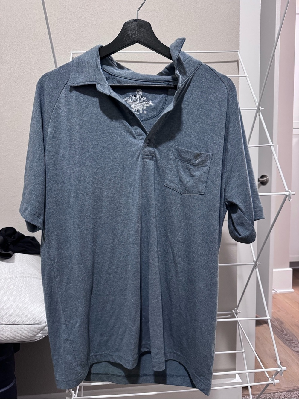 Men's Short Sleeve Polo with Pocket in Heather Blue
